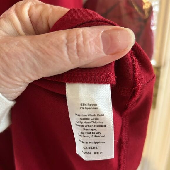 NWT Talbots Burgundy Red Fit & Flare Stretch Comfort Short Sleeve Belted Dress - Picture 6 of 8